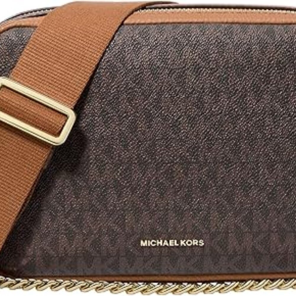 Michael Kors Womens Bryant Medium Double Zip Chain Camera Crossbody Bag
